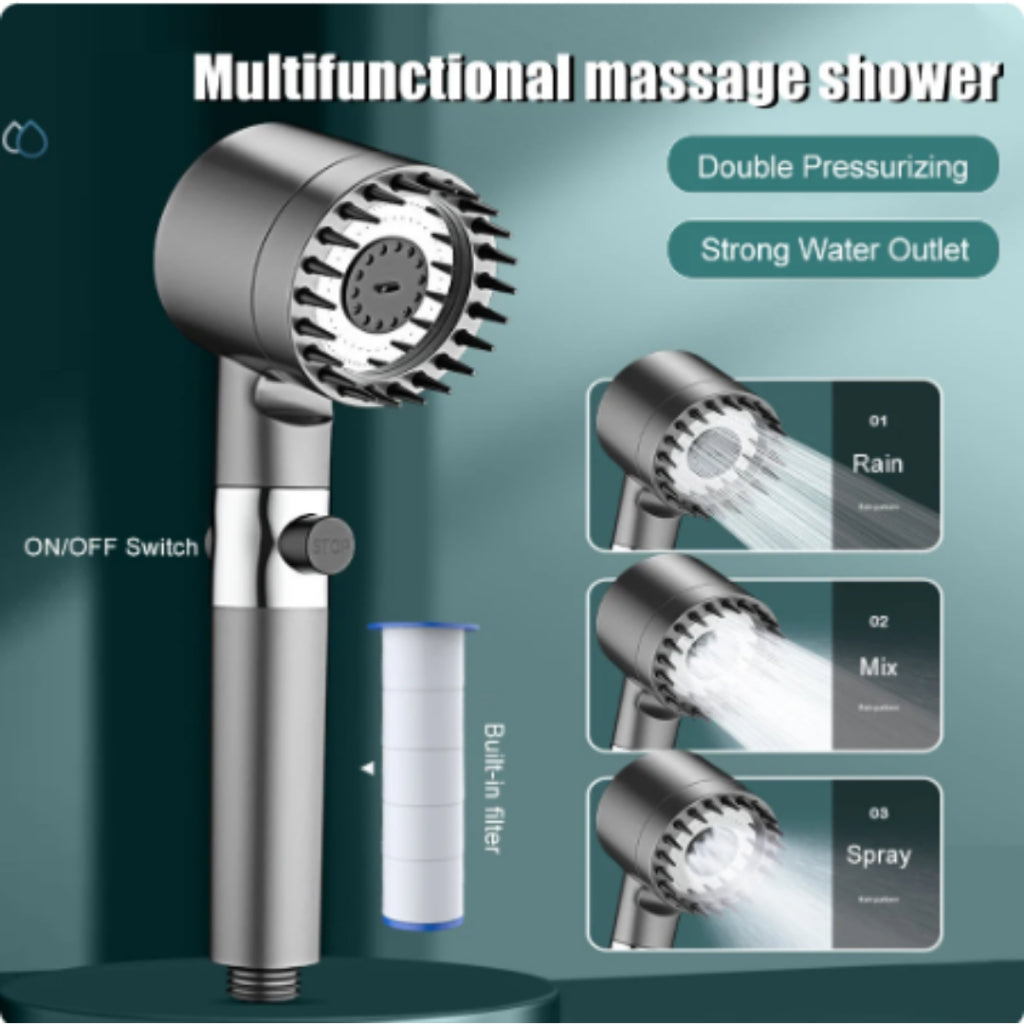 Turbo charged shower head